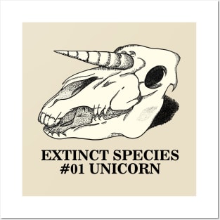 Exctinct Species #01 Unicorn (Black Type) Posters and Art